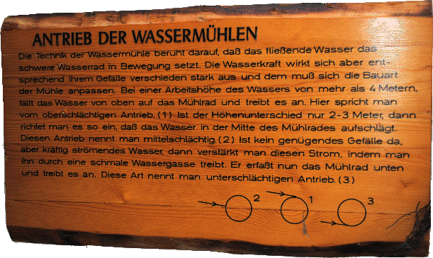 Holztafel mit Erluteruung der Wassertechnik