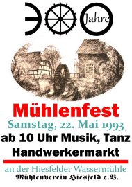 Plakat 300 Jahre Wassermhle - Mhlenfest