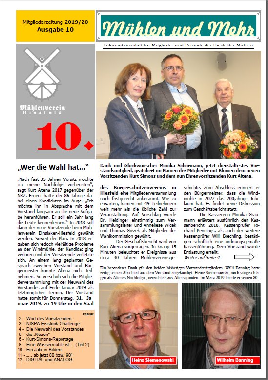 Titelseite Mitgliederzeitung 2019/20