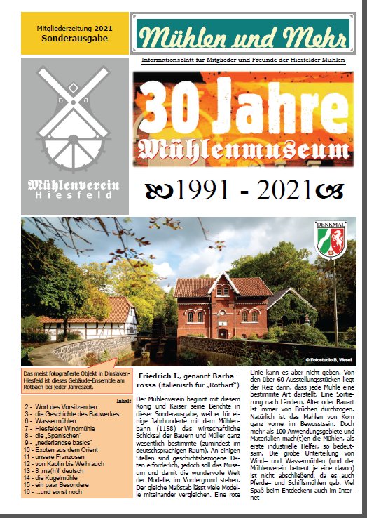 Titelbild Sonderausgabe 30 Jahre Museum