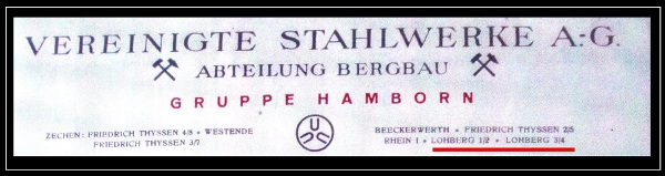 Briefkopf der Vereinigten Stahlwerke, Abteilung Bergbau